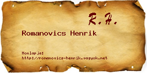 Romanovics Henrik névjegykártya